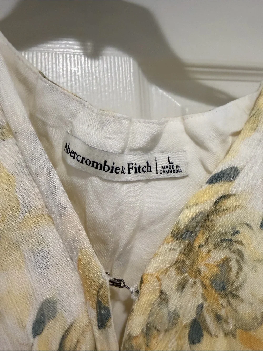Abercrombie & Fitch White and Yellow Floral Twist-Front Crop Top